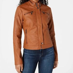 Maralyn & Me Brown Leather Jacket Size Large Juniors